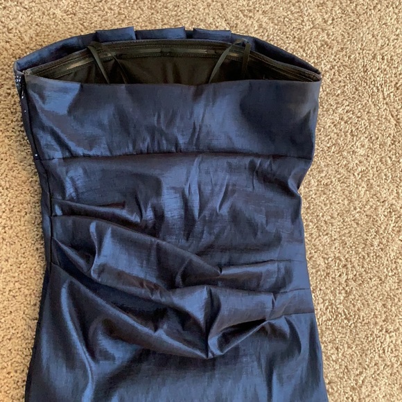 Ruched Navy Cocktail Dress with Rhinestones - Picture 4 of 4